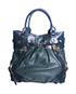 Large Buckle Top Handle bag, &pound;90, Handbags, Green, Leather, Front view